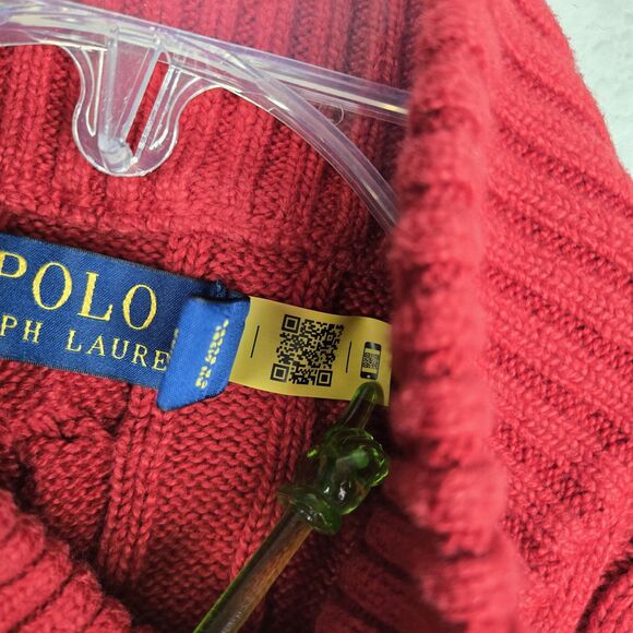 Polo Ralph Lauren Cable Knit Quarter Zip Sweater Men's 4XB Cotton Red Preppy - Picture 4 of 6